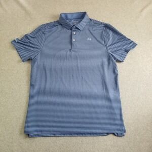 Good Good Golf Polo Mens Large Blue Striped Shirt Short Sleeve Spandex Stretch